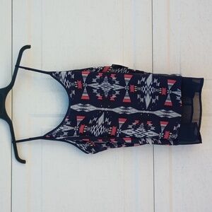 Signature Studio Indigo Blue Gray Print Spaghetti Strap Tank Top XL Women NWT